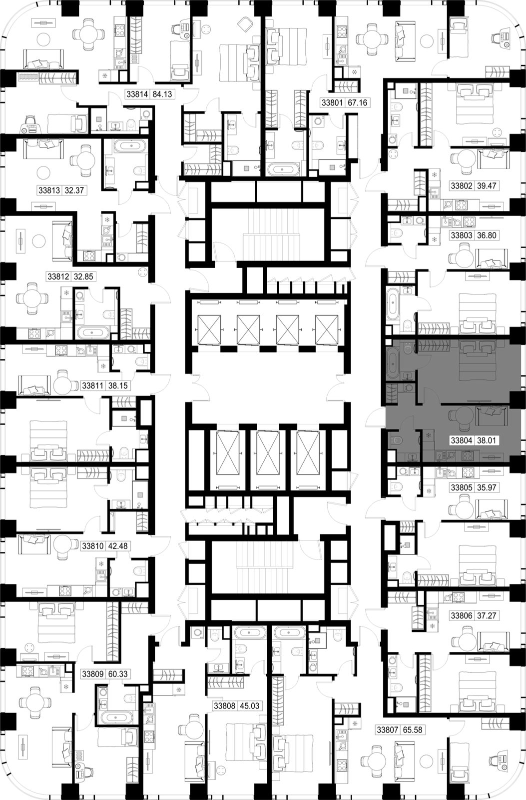 1-комнатная квартира, 38 м² — фото 2