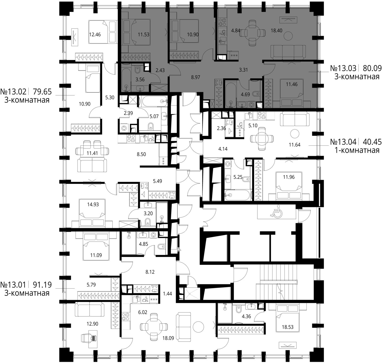 3-комнатная квартира, 80,1 м² — фото 2