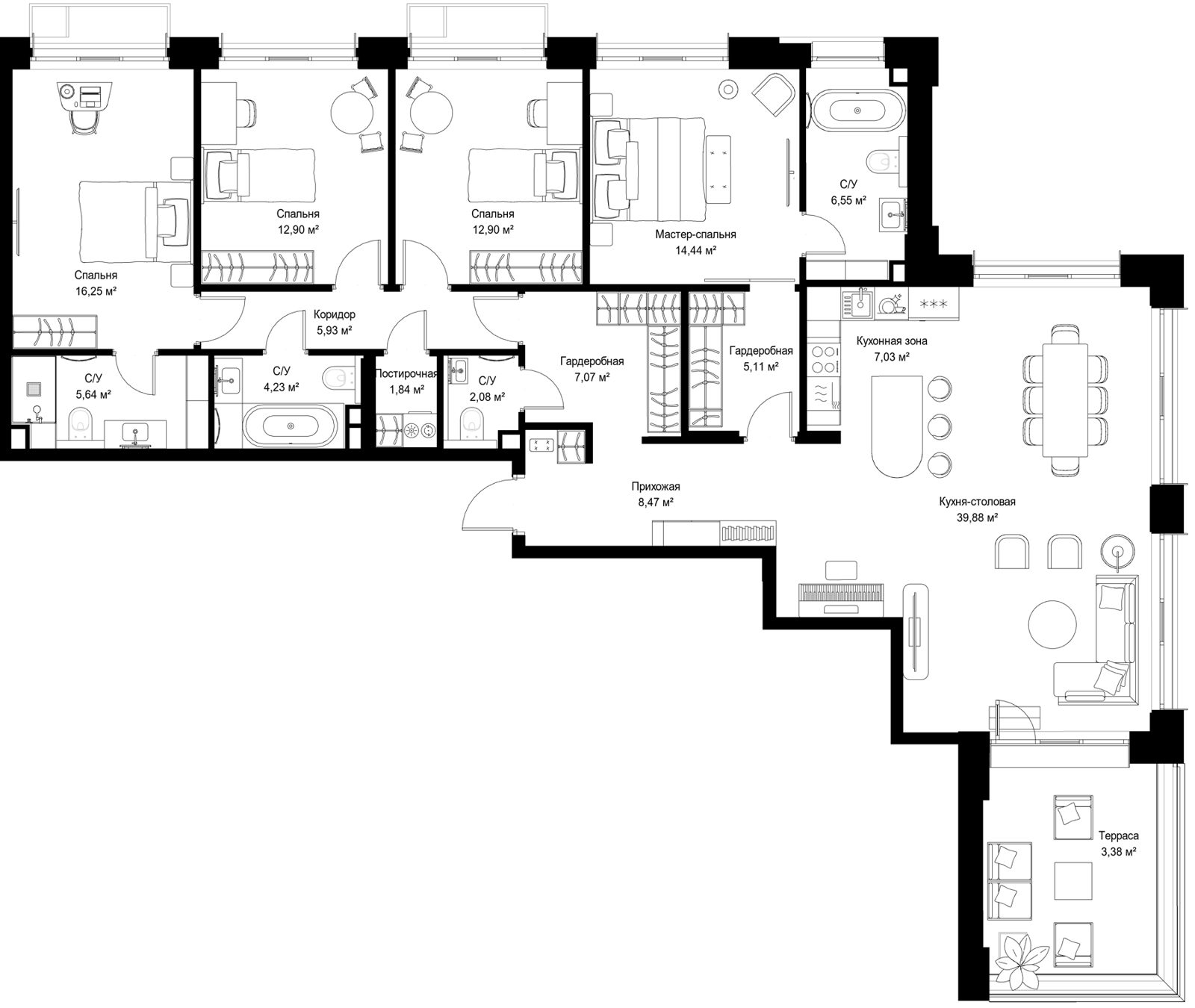 4-комнатная квартира, 153,7 м²