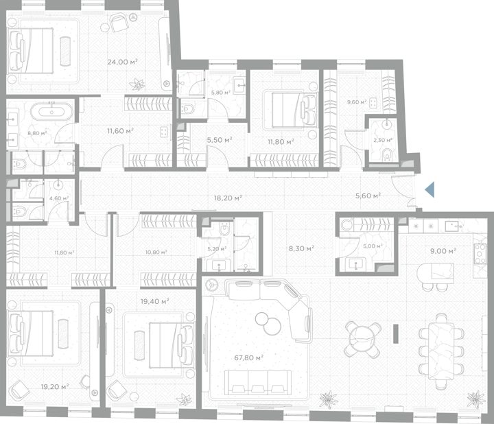 4-комнатная квартира, 264,3 м²