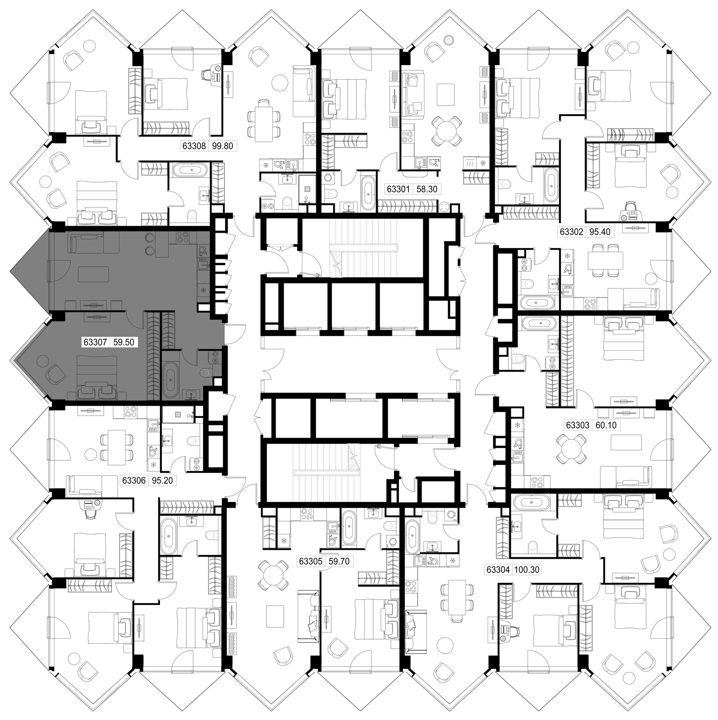 1-комнатная квартира, 59,5 м² — фото 2
