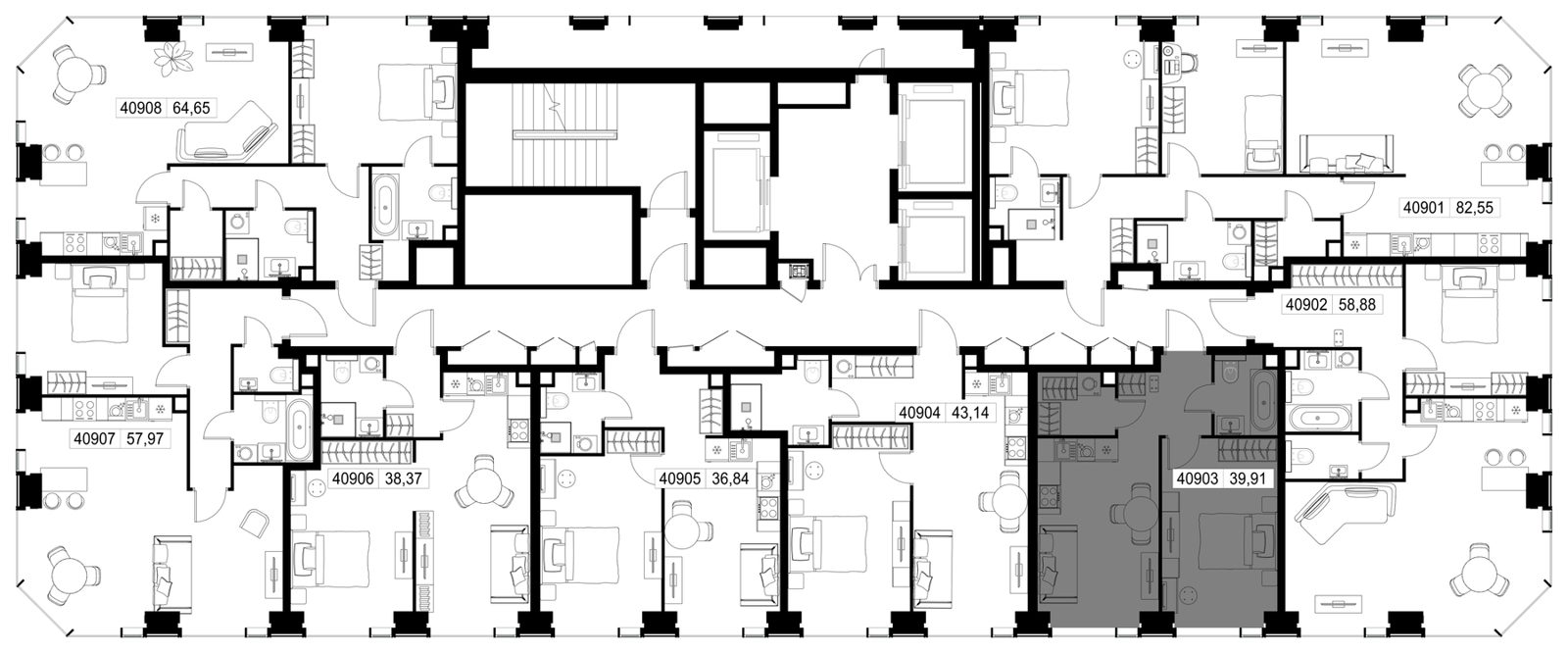 1-комнатная квартира, 39,9 м² — фото 2