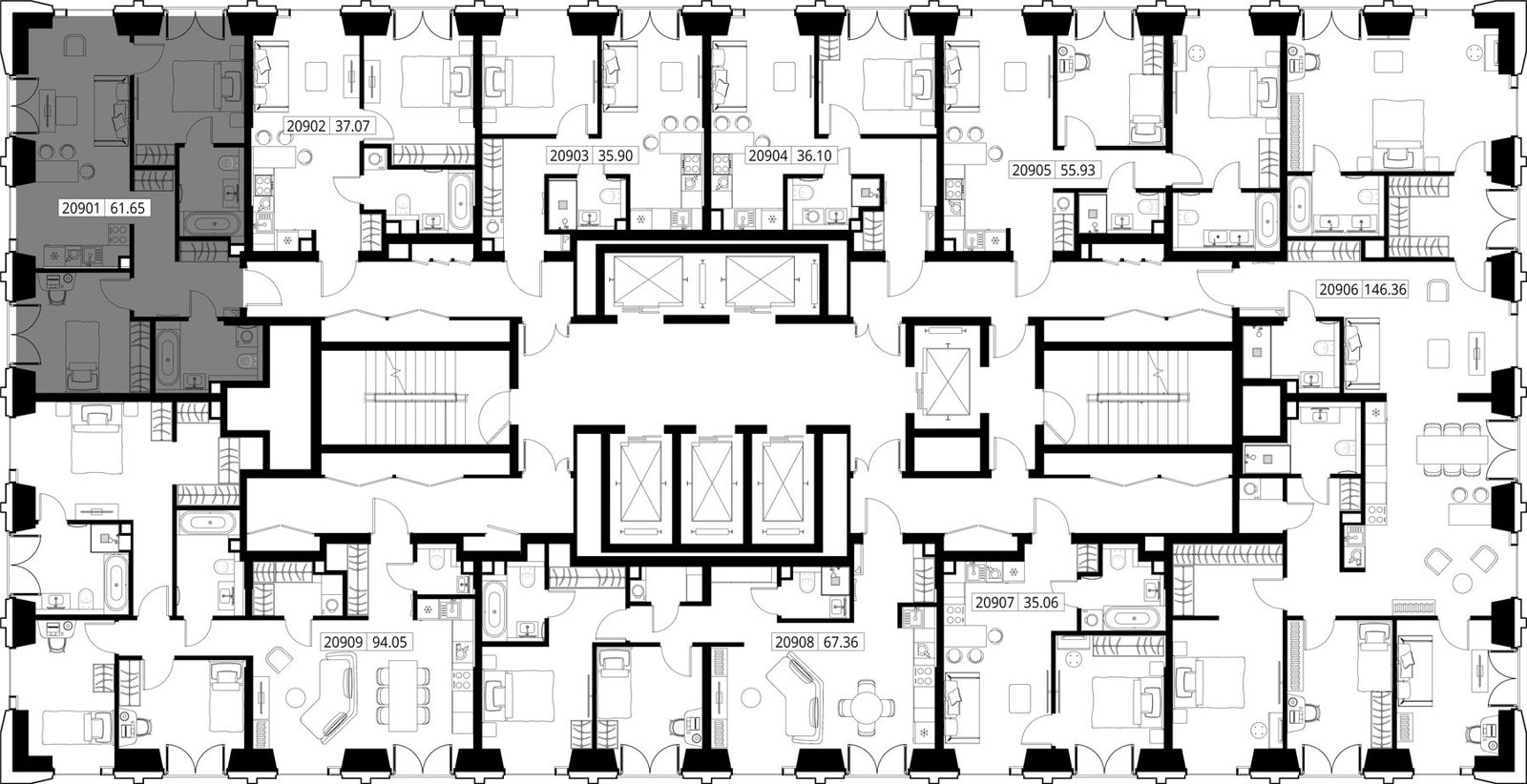 2-комнатная квартира, 61,6 м² — фото 2