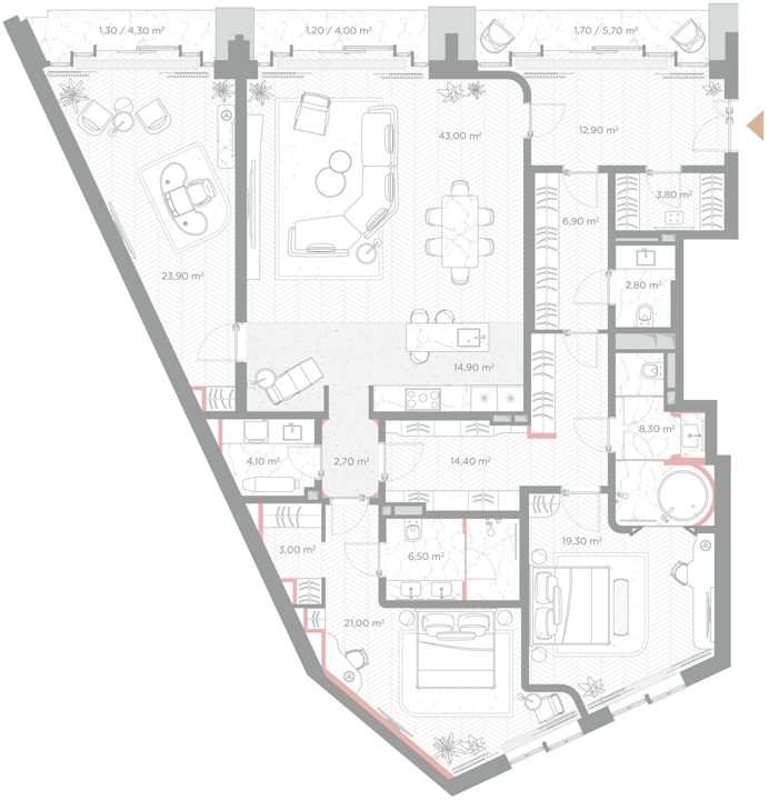 3-комнатная квартира, 191,7 м²
