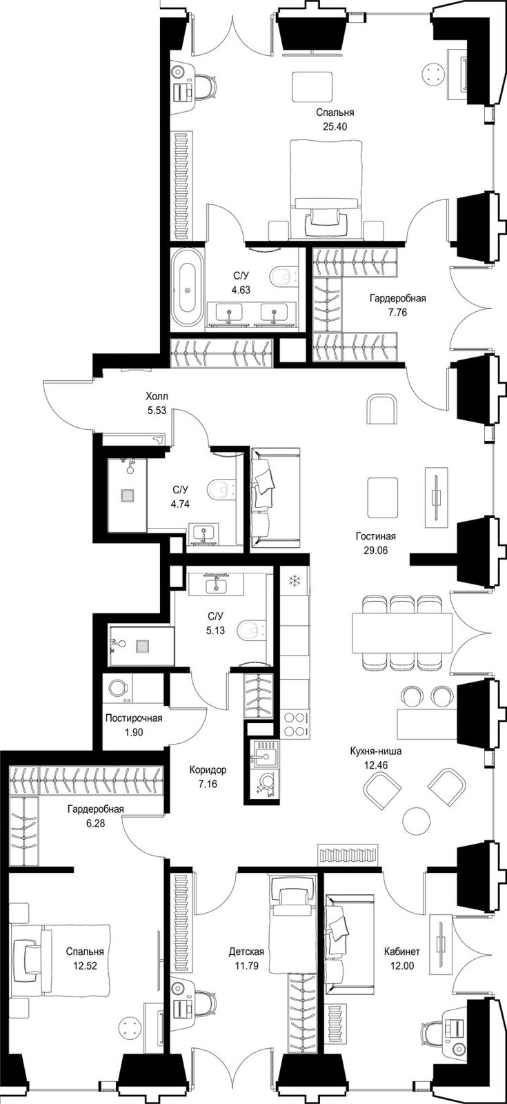 4-комнатная квартира, 147,4 м²