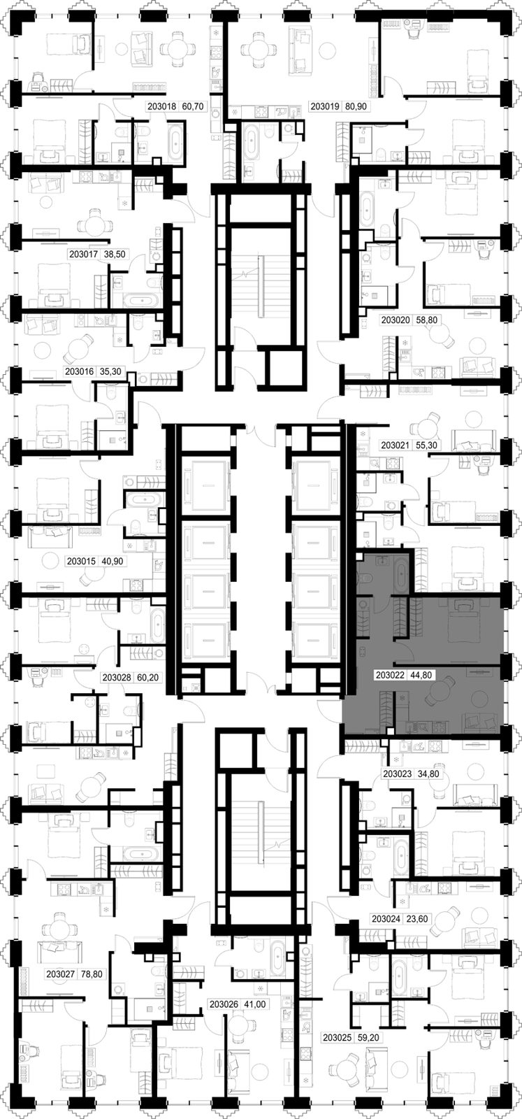 1-комнатная квартира, 44,8 м² — фото 2