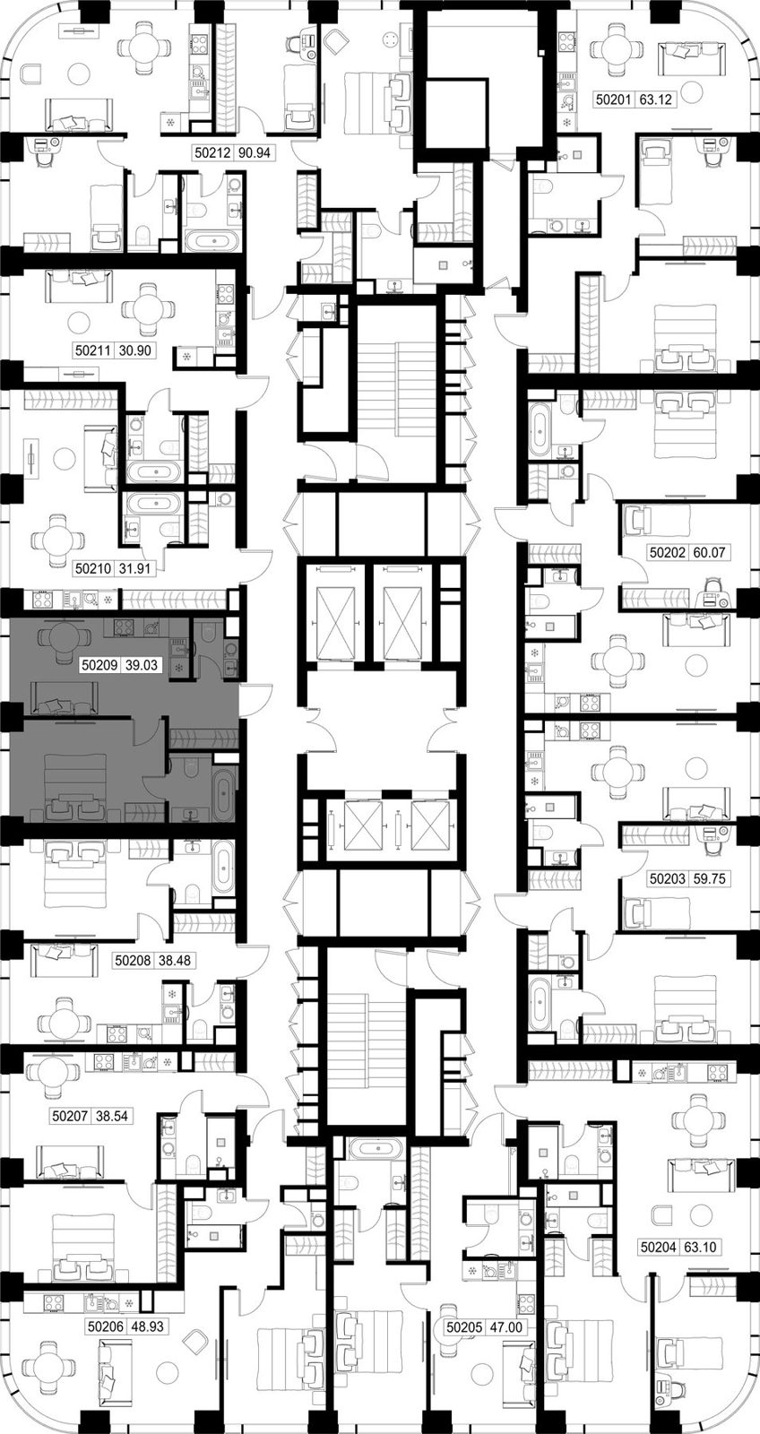 1-комнатная квартира, 39 м² — фото 2