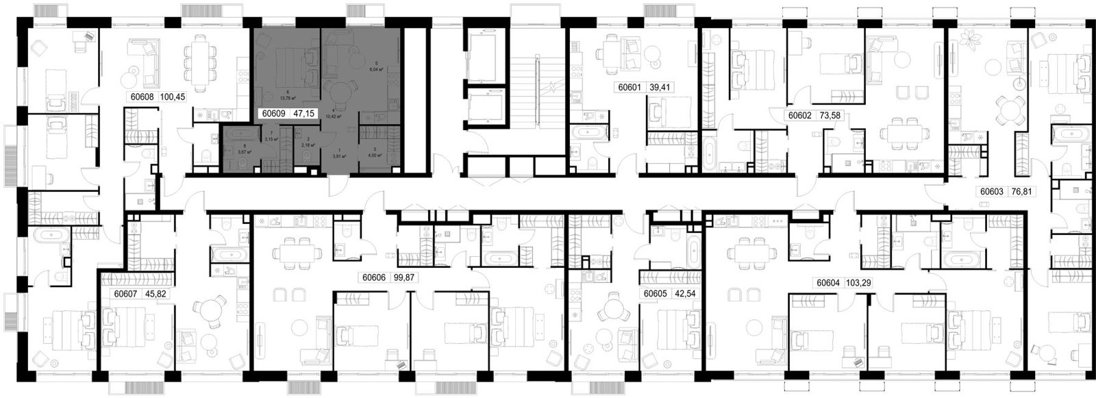 1-комнатная квартира, 47,1 м² — фото 2
