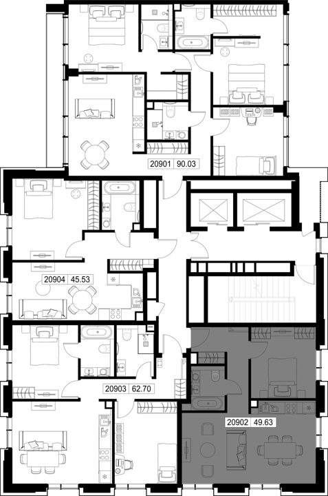 1-комнатная квартира, 49,6 м² — фото 2