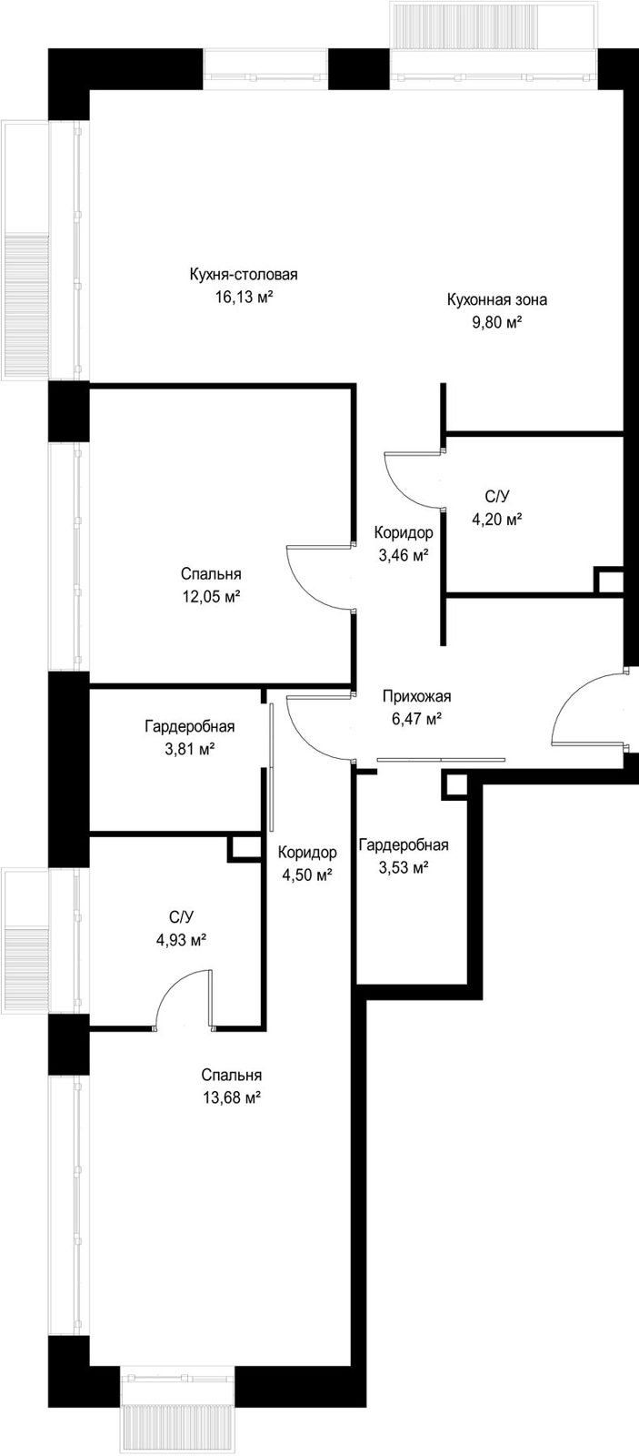 2-комнатная квартира, 82,6 м² — фото 2