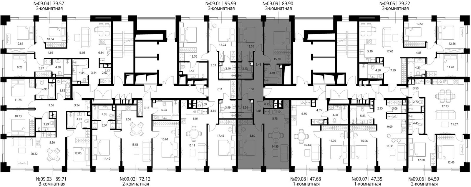 3-комнатная квартира, 89,9 м² — фото 2
