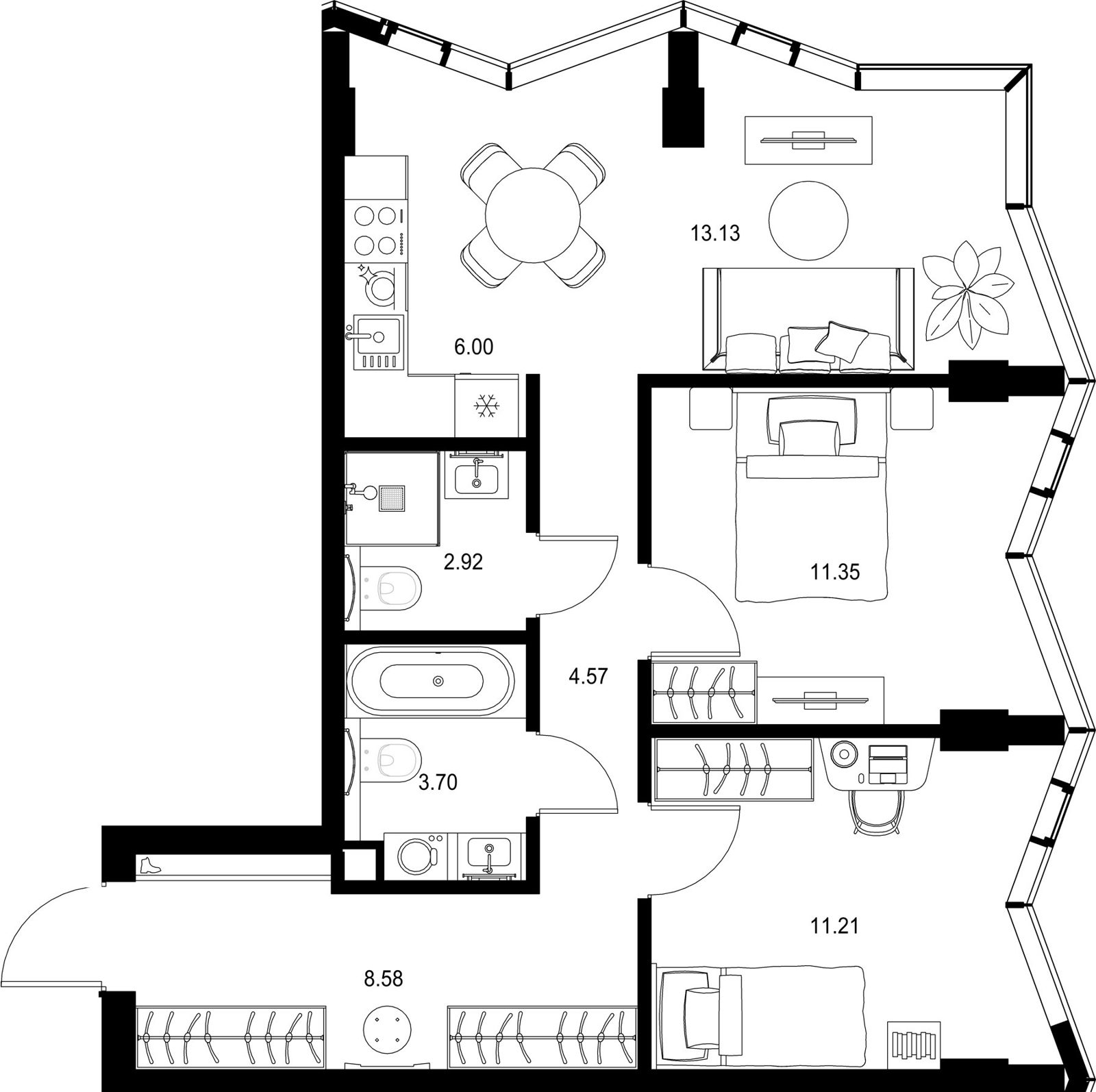 2-комнатная квартира, 61,5 м²