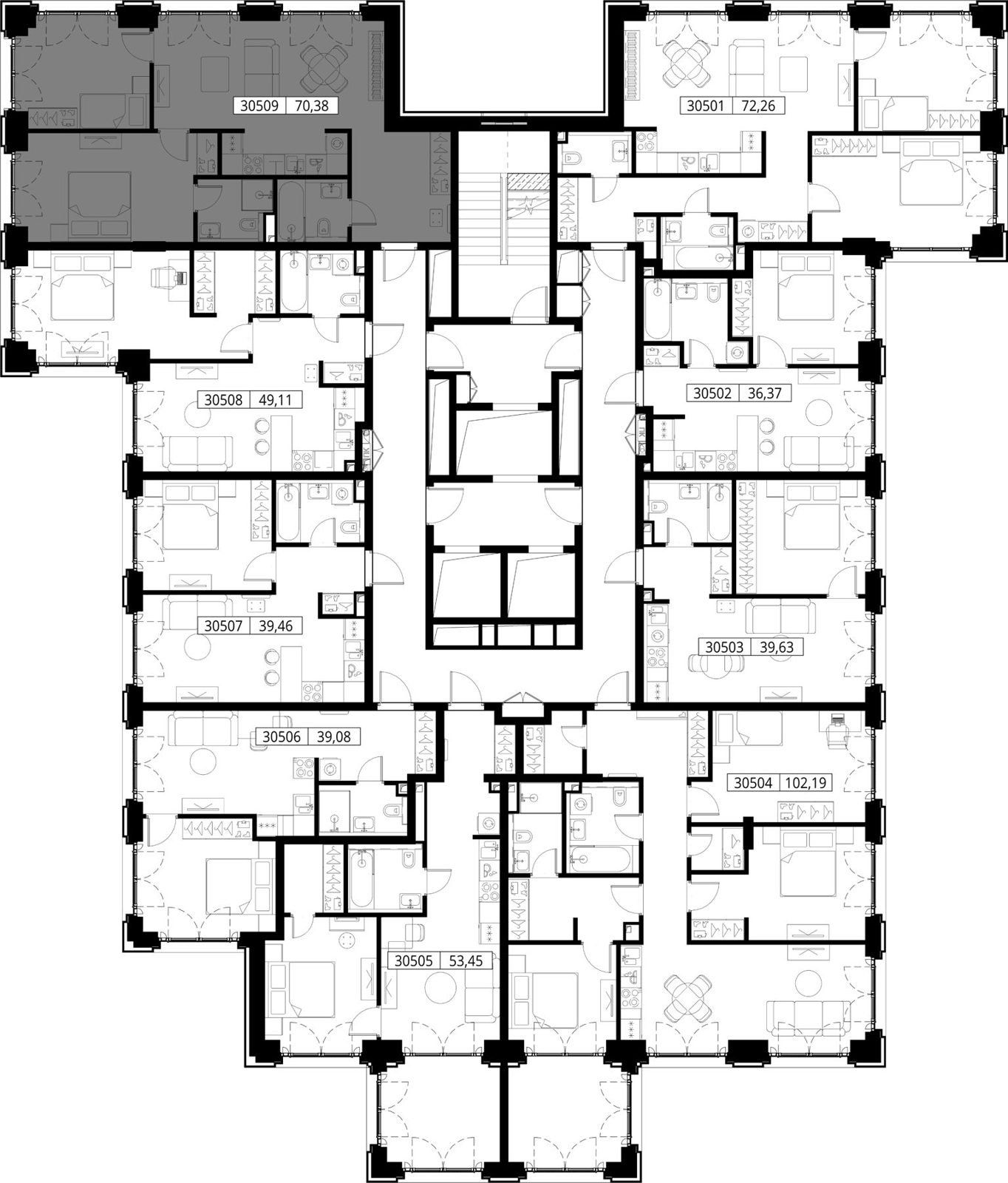 2-комнатная квартира, 70,4 м² — фото 2