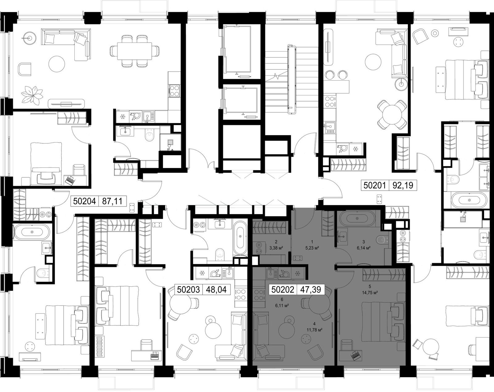 1-комнатная квартира, 47,4 м² — фото 2
