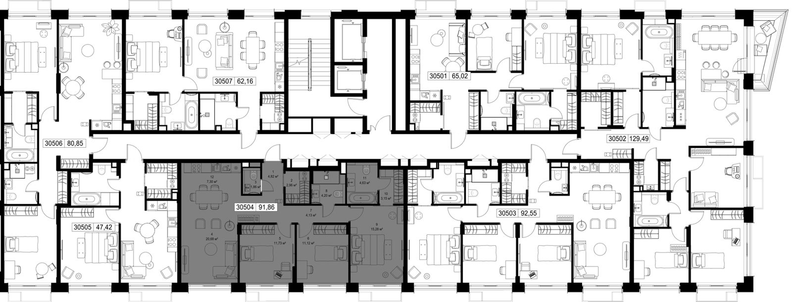 3-комнатная квартира, 91,9 м² — фото 2