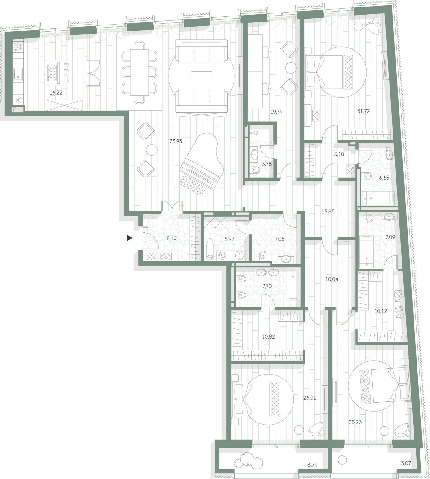 3-комнатная квартира, 296,1 м²