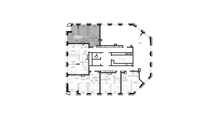 2-комнатная квартира, 60,8 м² — фото 2