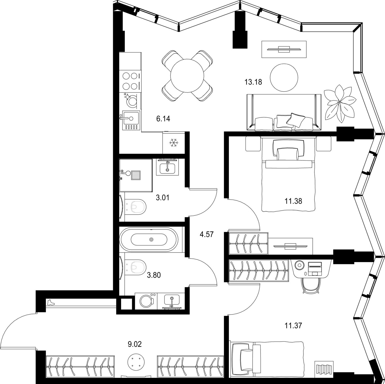 2-комнатная квартира, 62,5 м²