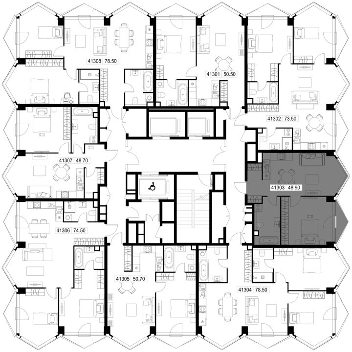 1-комнатная квартира, 48,9 м² — фото 2