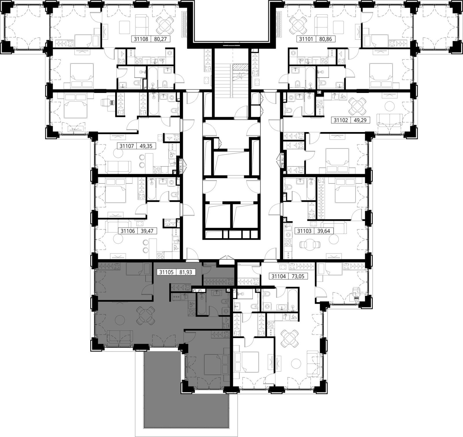 2-комнатная квартира, 81,9 м² — фото 2