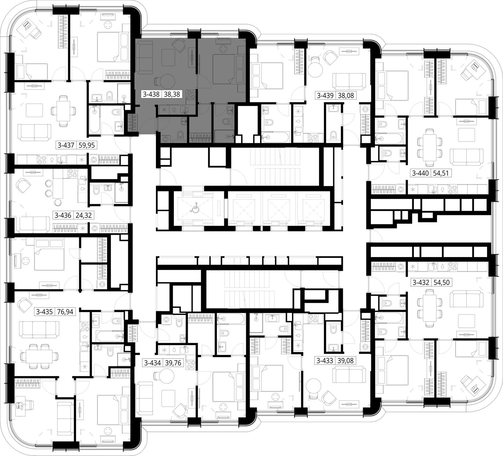 1-комнатная квартира, 38,4 м² — фото 2