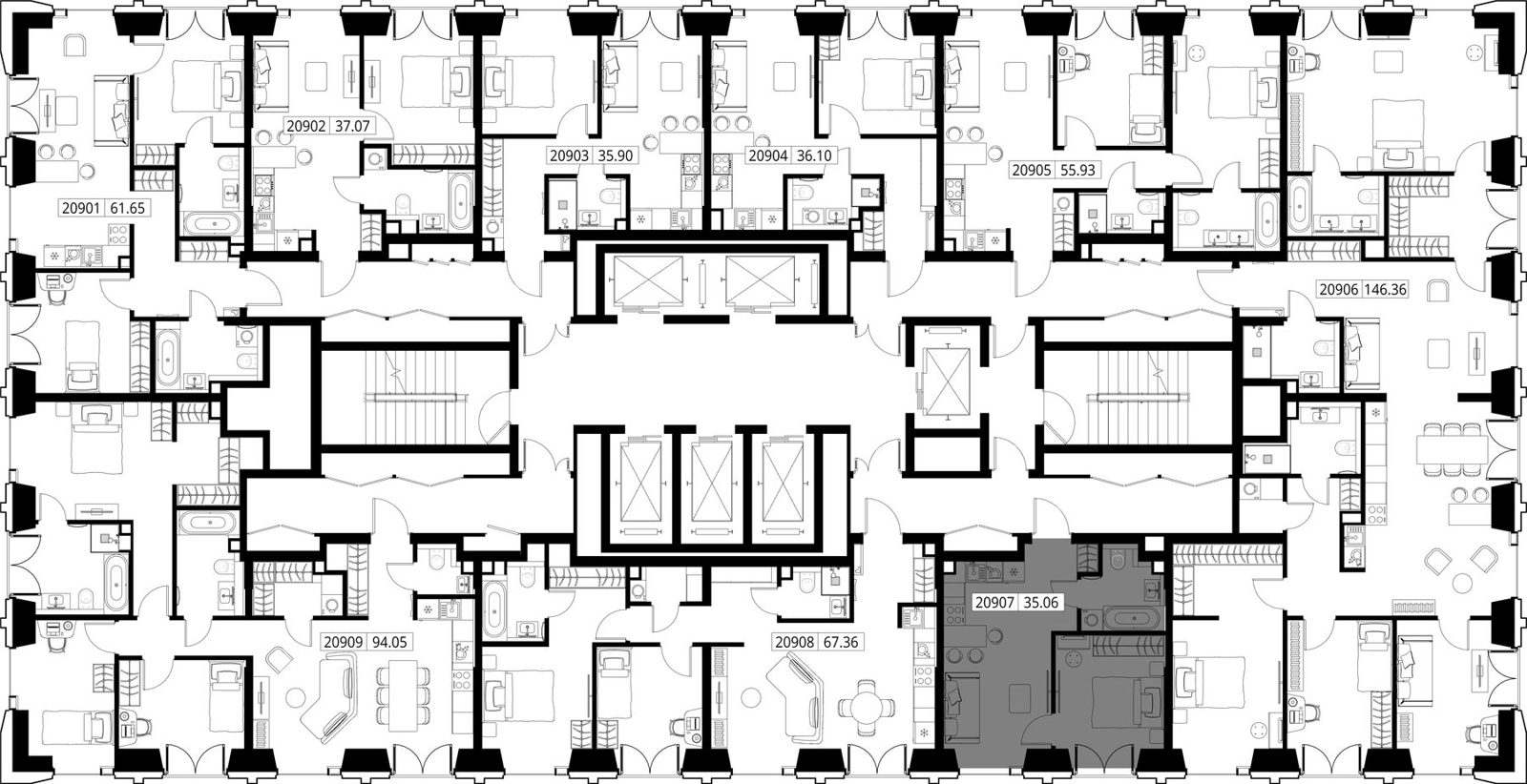 1-комнатная квартира, 35,1 м² — фото 2