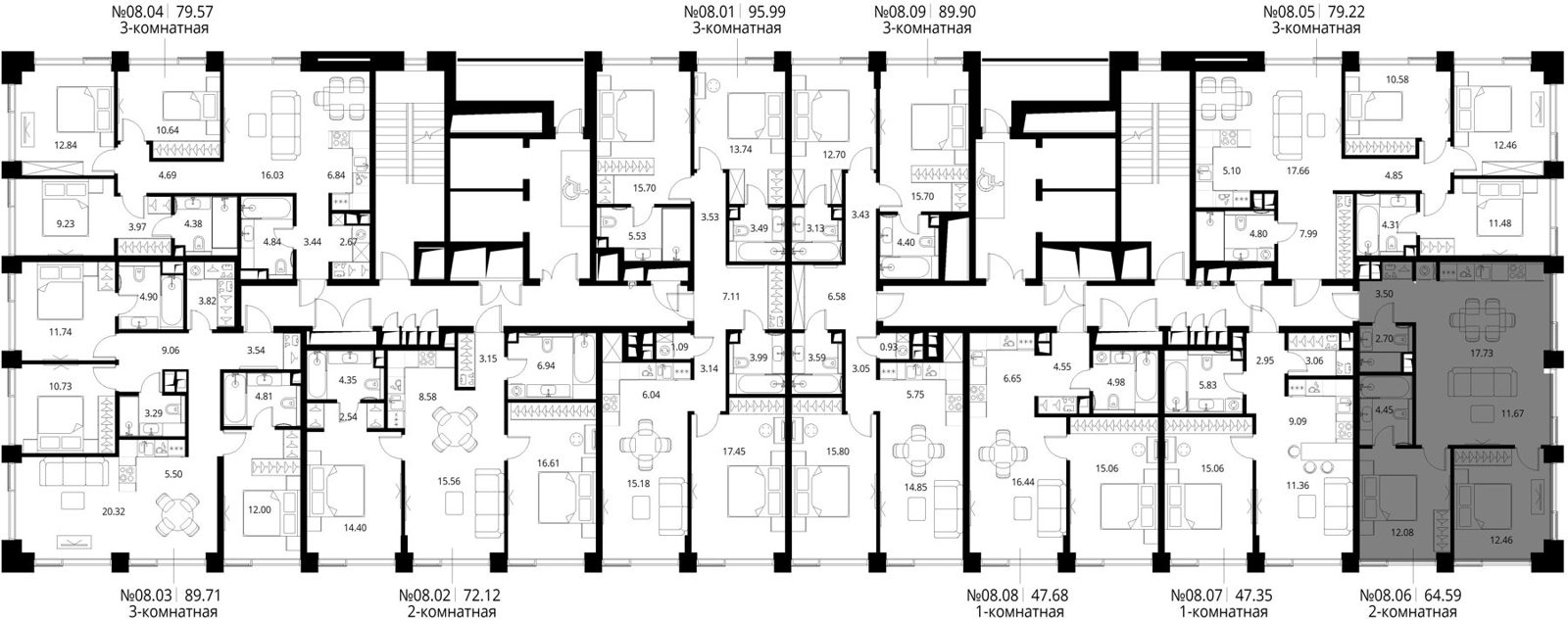 2-комнатная квартира, 64,6 м² — фото 2