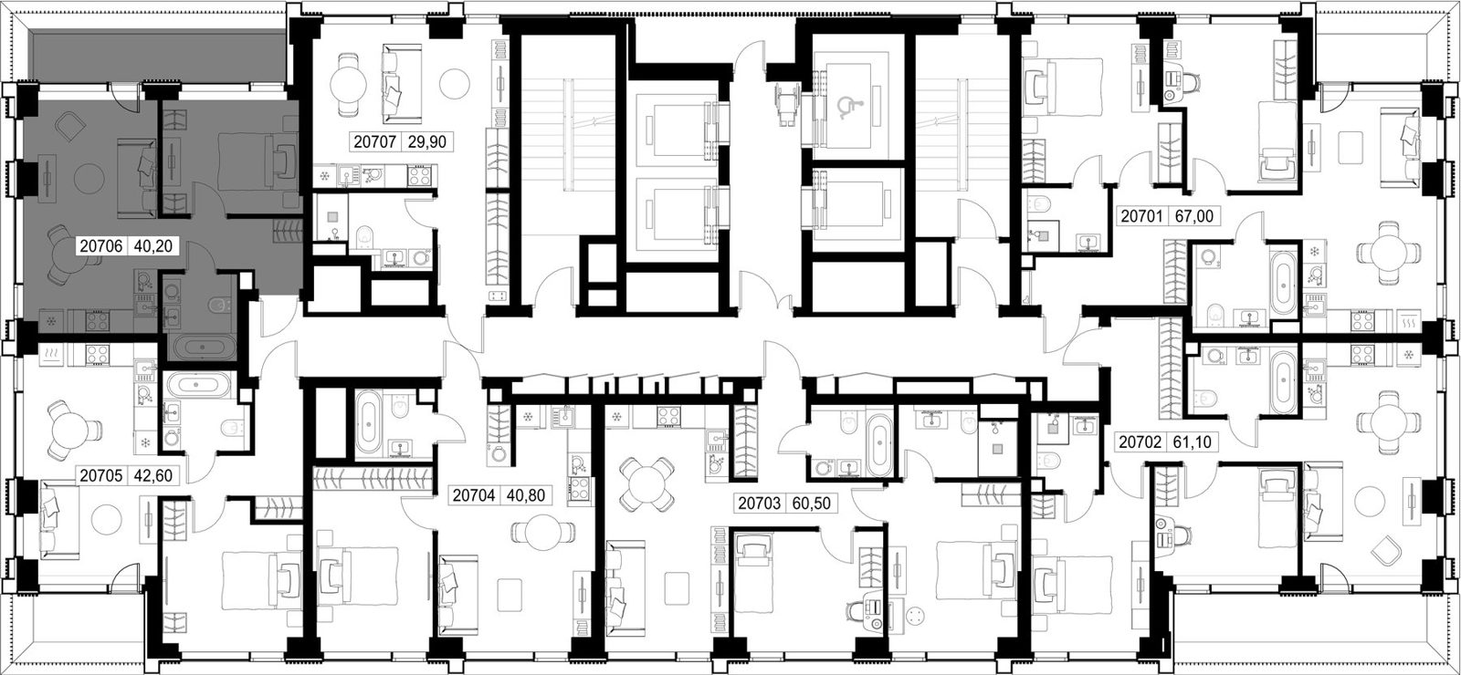 1-комнатная квартира, 40,2 м² — фото 2