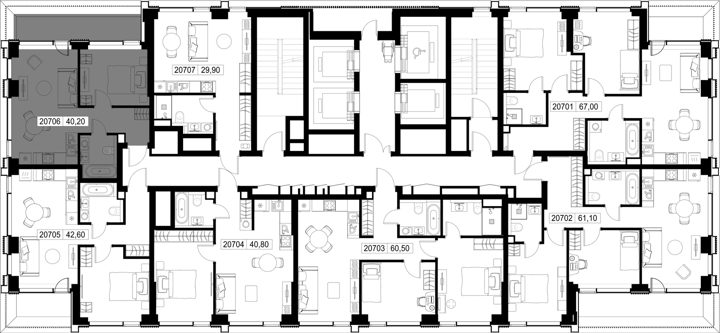 1-комнатная квартира, 40,2 м² — фото 2