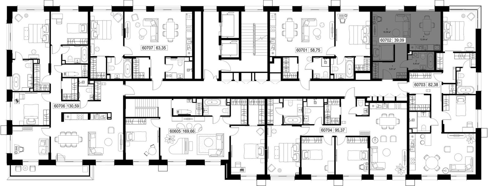 1-комнатная квартира, 39,1 м² — фото 2