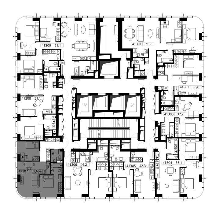 2-комнатная квартира, 52,6 м² — фото 2
