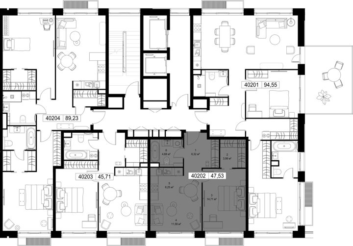 1-комнатная квартира, 47,5 м² — фото 3