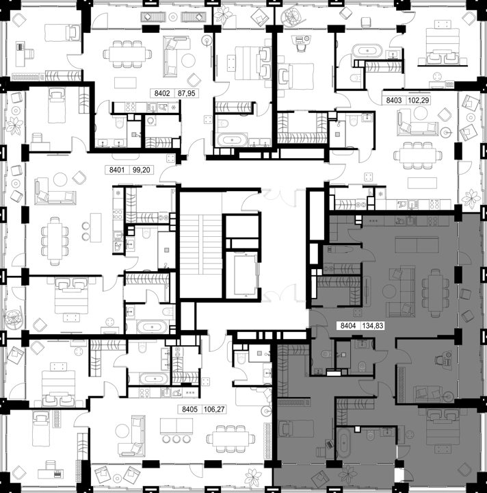 3-комнатная квартира, 134,8 м² — фото 2