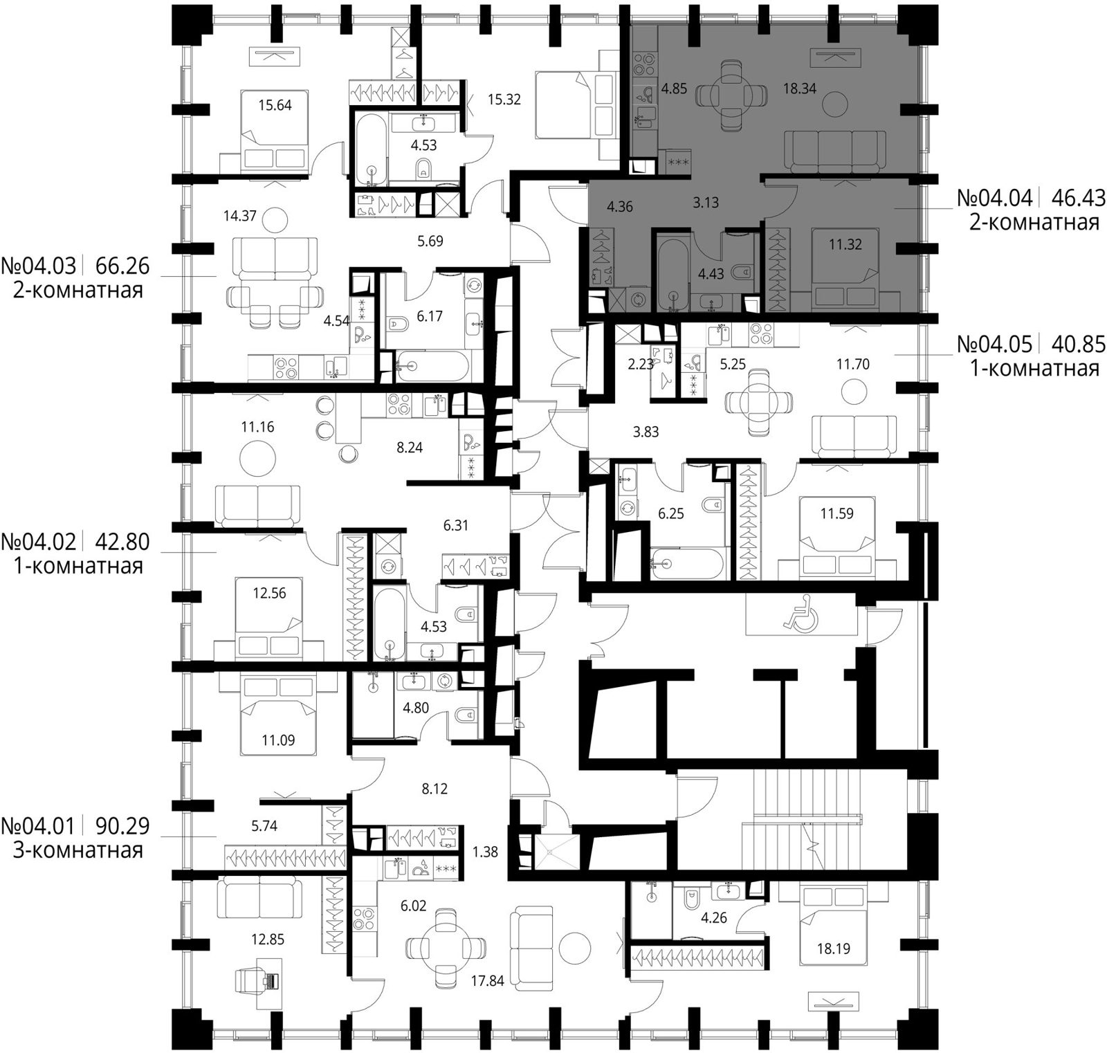 1-комнатная квартира, 46,4 м² — фото 2