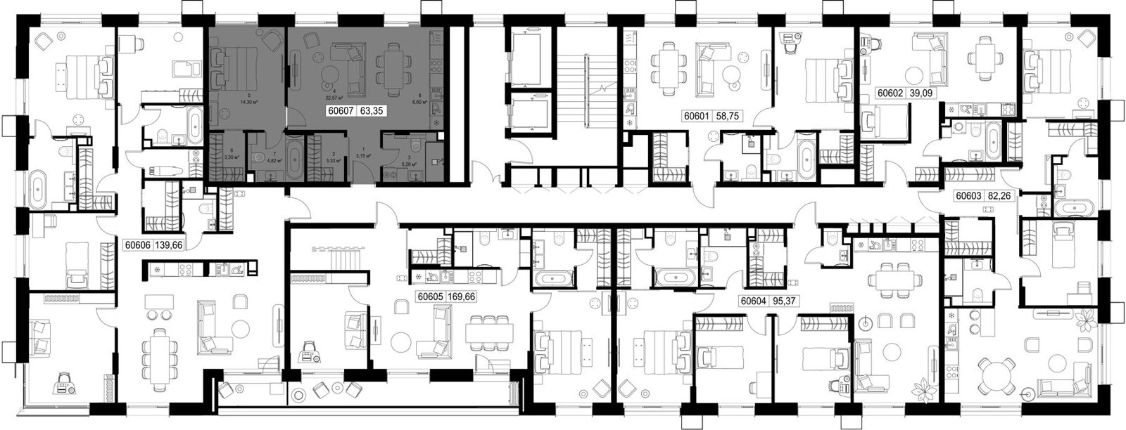 1-комнатная квартира, 63,4 м² — фото 2