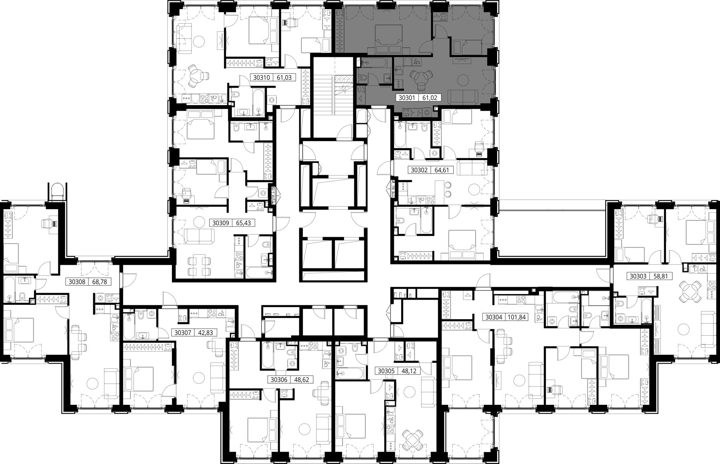 2-комнатная квартира, 61 м² — фото 2