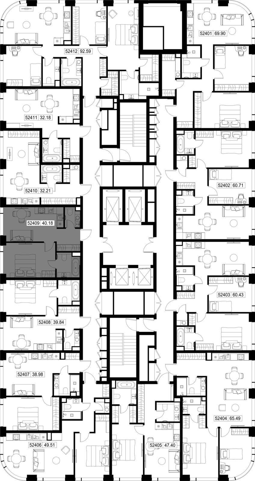 1-комнатная квартира, 40,2 м² — фото 2