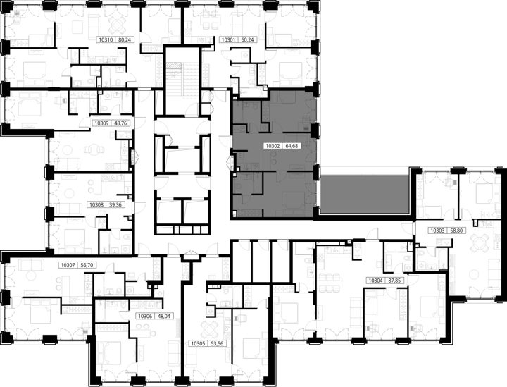 2-комнатная квартира, 64,7 м² — фото 2