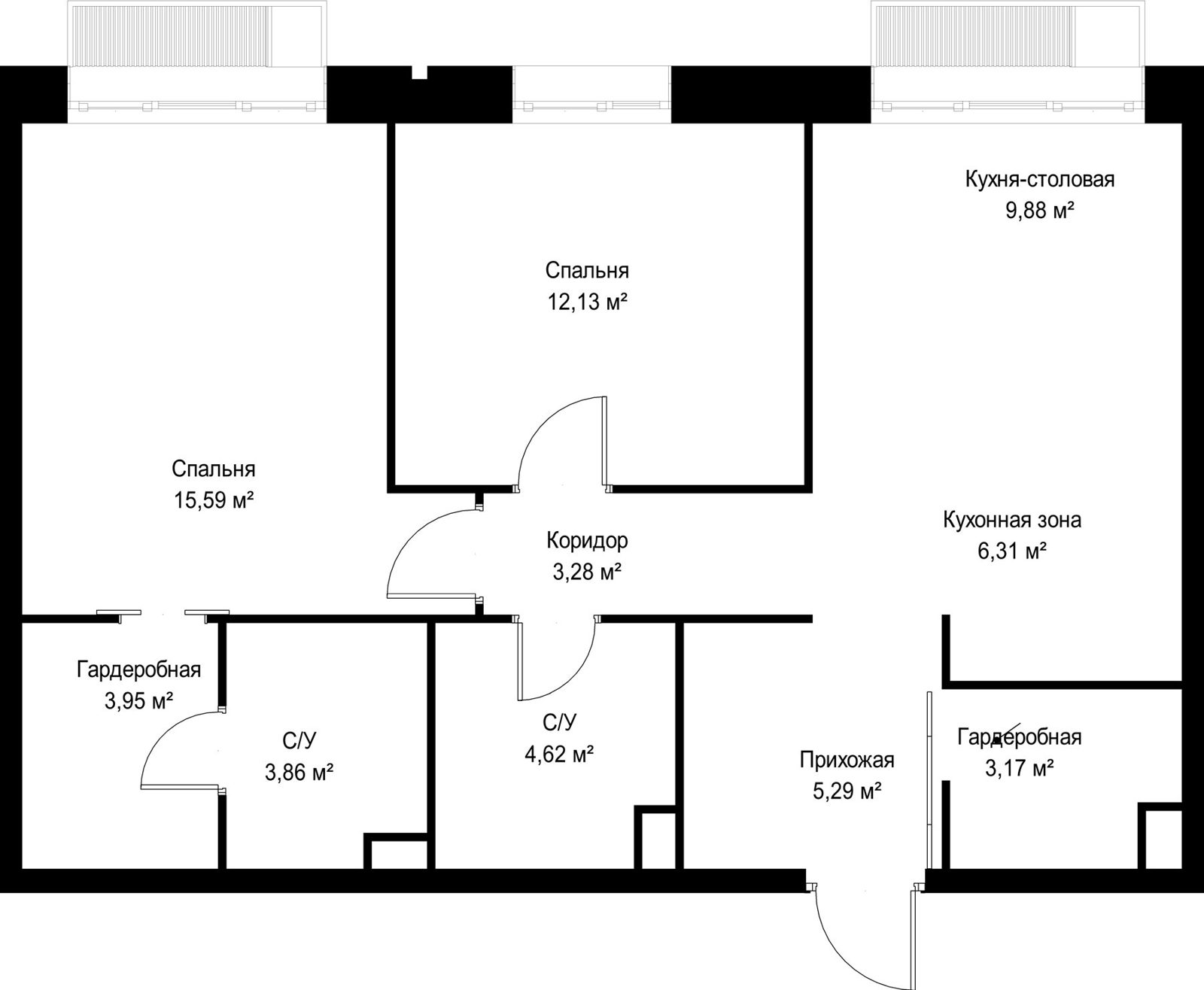 2-комнатная квартира, 68,1 м² — фото 2