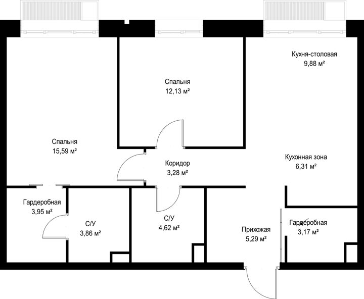 2-комнатная квартира, 68,1 м² — фото 2