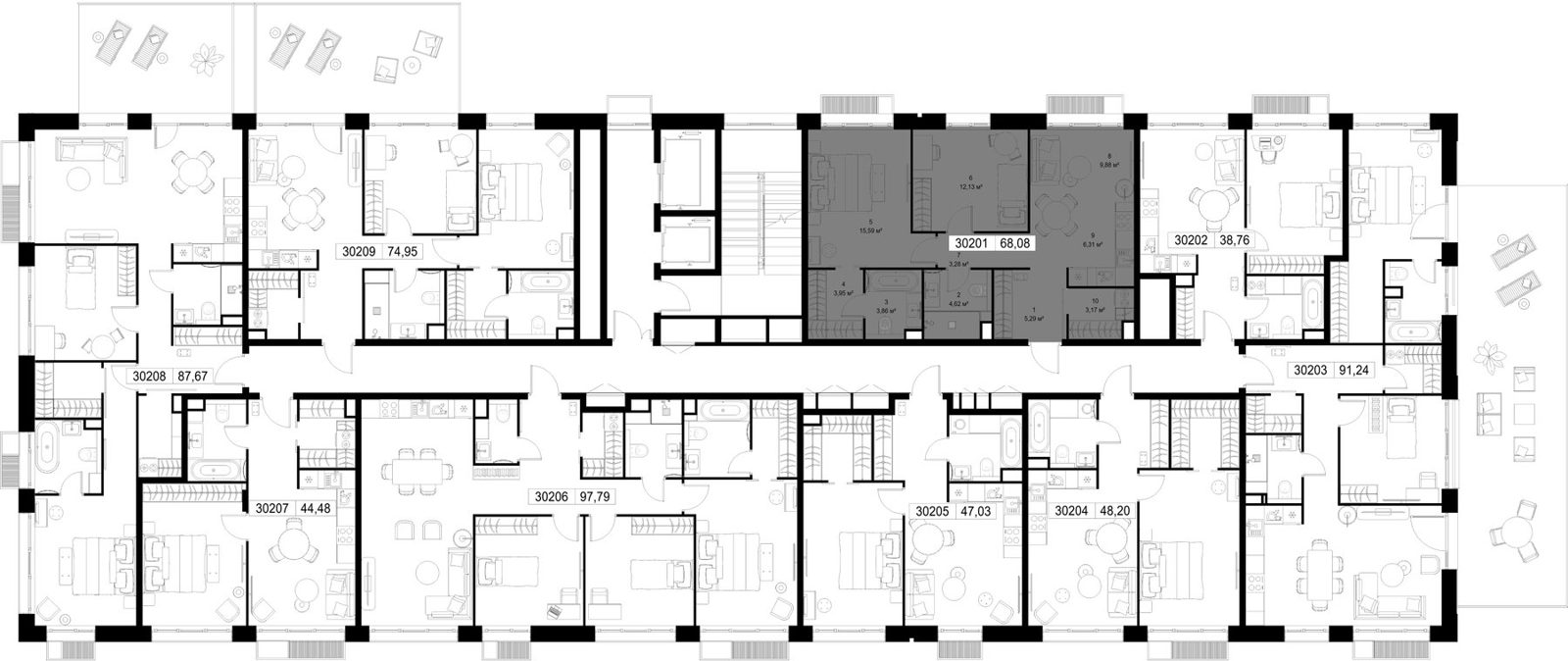 2-комнатная квартира, 68,1 м² — фото 3