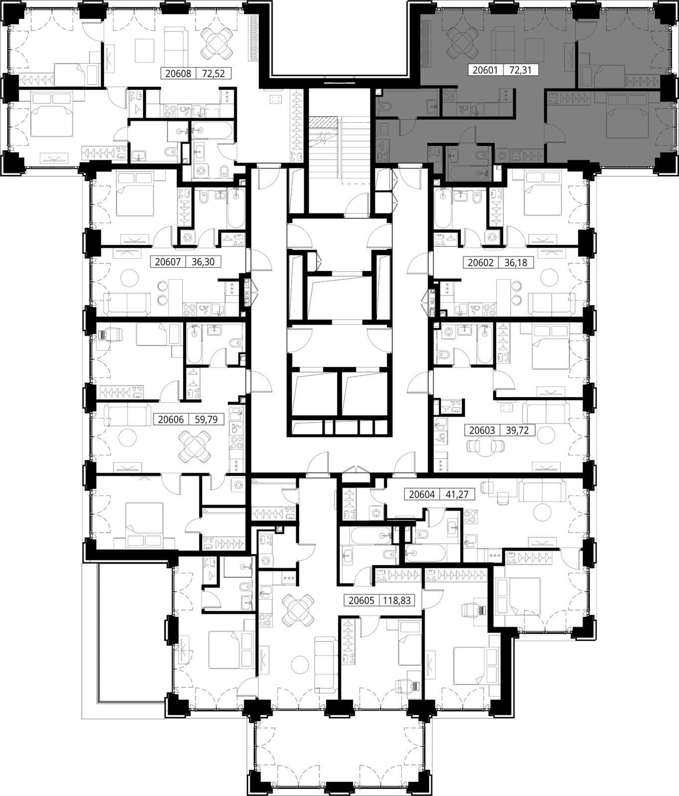2-комнатная квартира, 72,3 м² — фото 2
