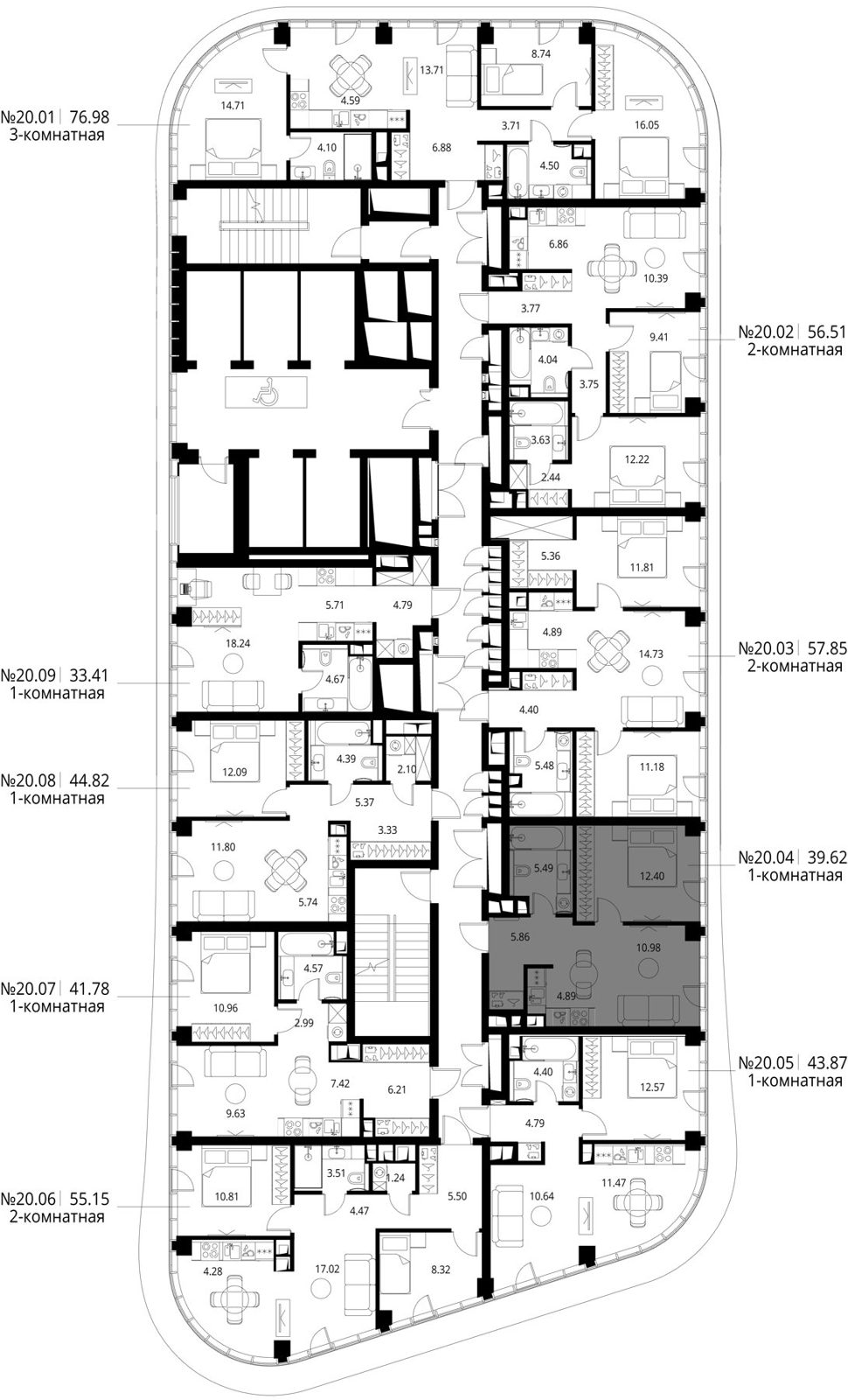 1-комнатная квартира, 39,6 м² — фото 2