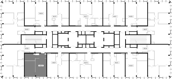 1-комнатная квартира, 44 м² — фото 2