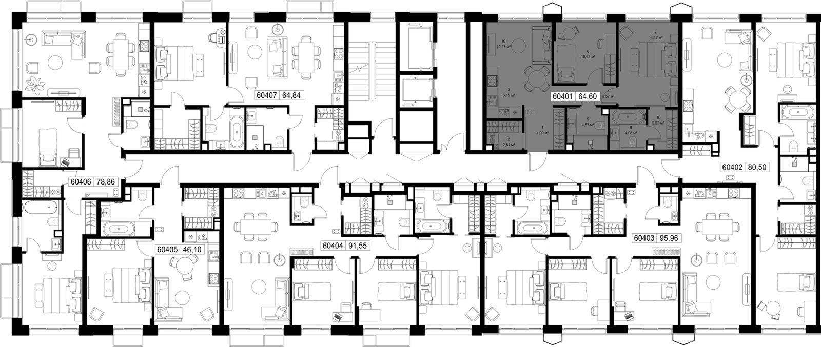 2-комнатная квартира, 64,6 м² — фото 2