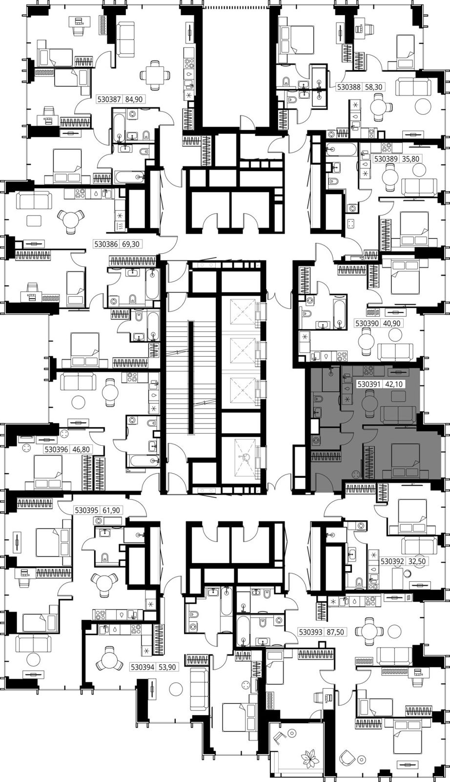 1-комнатная квартира, 42,1 м² — фото 2