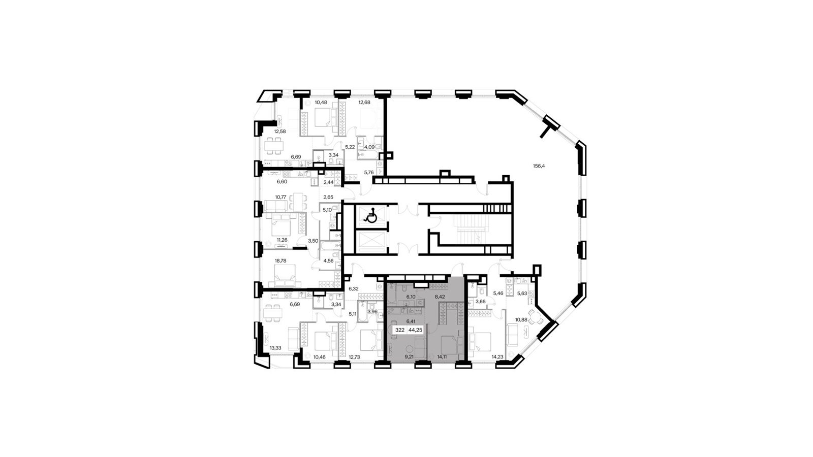 1-комнатная квартира, 44,2 м² — фото 2
