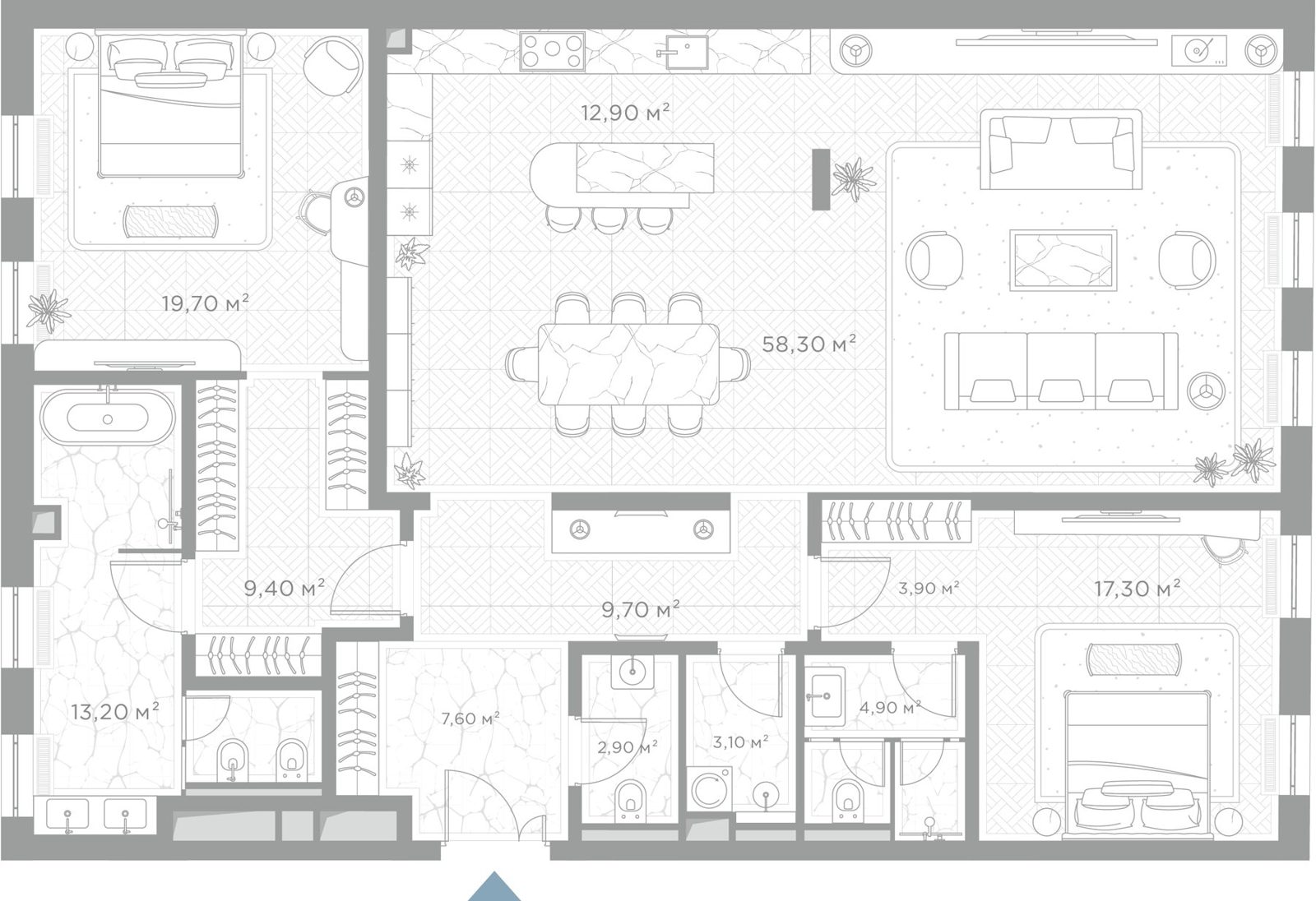 2-комнатная квартира, 162,9 м²