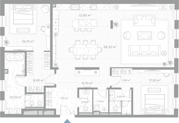 2-комнатная квартира, 162,9 м²