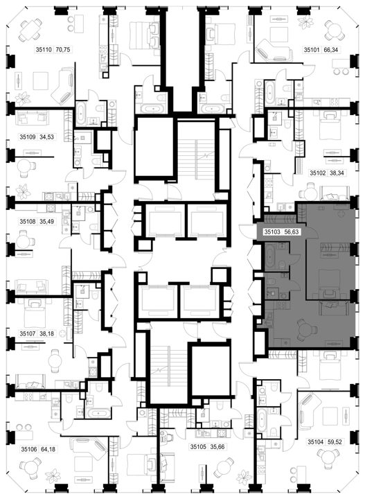 2-комнатная квартира, 56,6 м² — фото 3